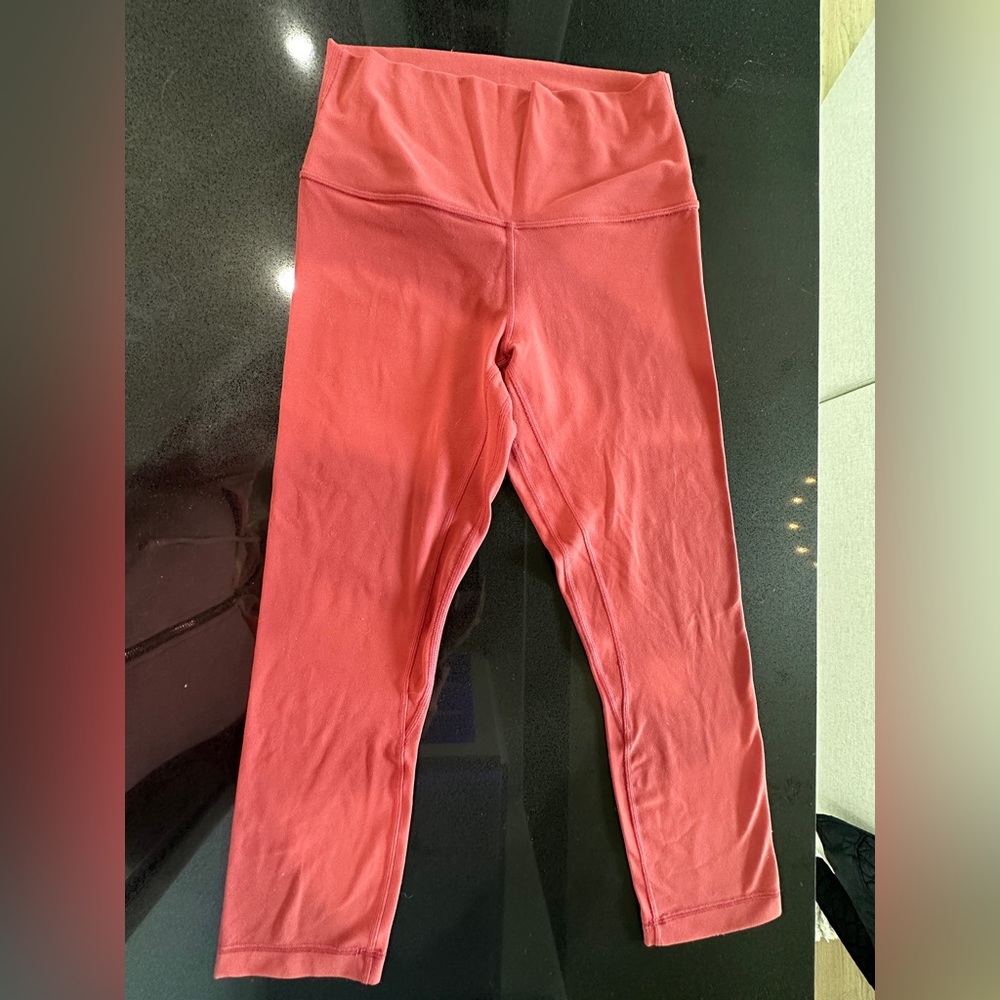 Lululemon align leggings in coral. Size 6. Length 25.